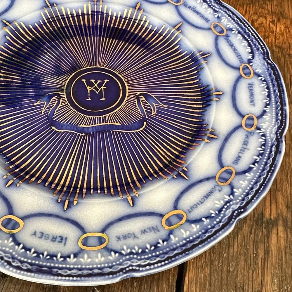 Antique Geo Washington Patriotic Trfrware Plate Made in England Alden R Vaughan